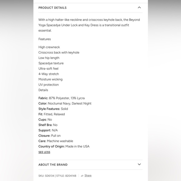 Beyond Yoga NWOT Nocturnal Navy Spacedye Under Lock and Key Dress Size XL - Picture 12 of 12